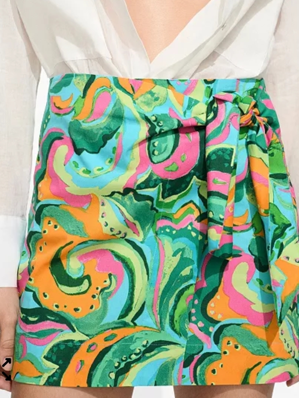 Mango Multicolor Abstract Print Mini Skirt - Turquoise, Pink, Green, Orange
